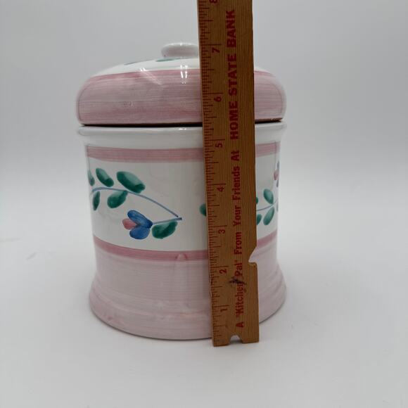 Vintage Caleca Canister Pink Garland Made in Italy Handpainted - Picture 3 of 6